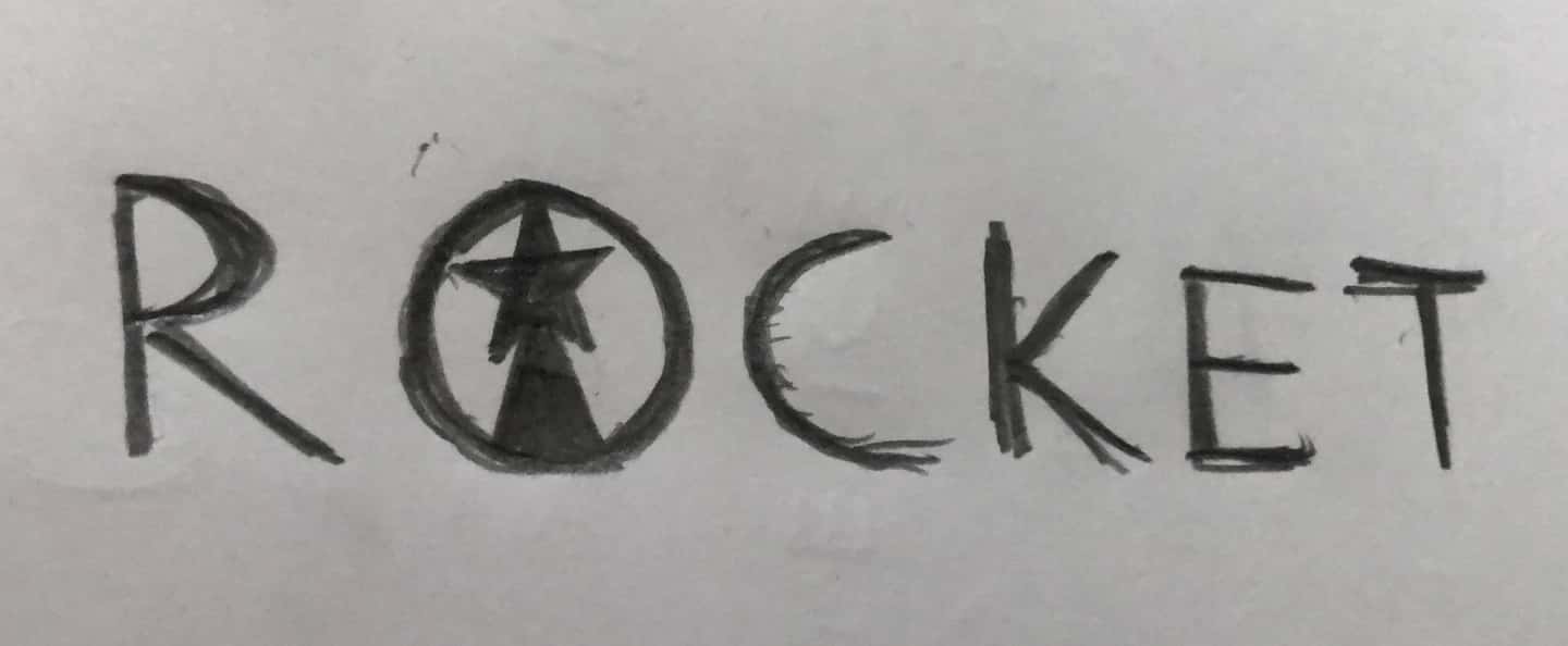 Early Rocket Science Ltd. wordmark sketches (view 1 of 3).