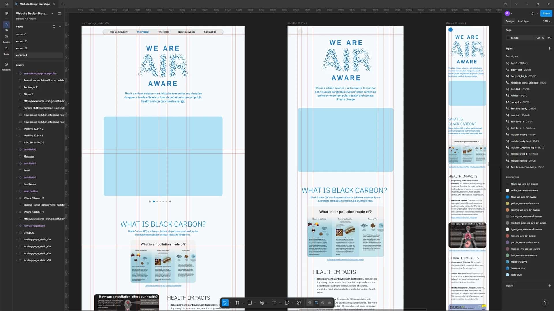 Final Figma main page. Cross-platform by intent; phone and tablet layouts were less refined under time constraints but remained usable, website design screenshot 1.