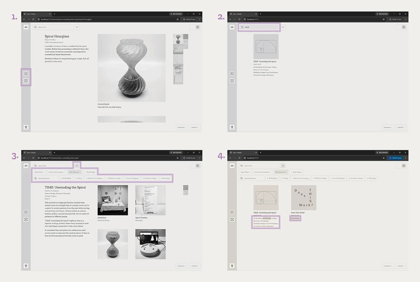 Browser screenshot of Gian-I Media with the four main filtering methods highlighted.