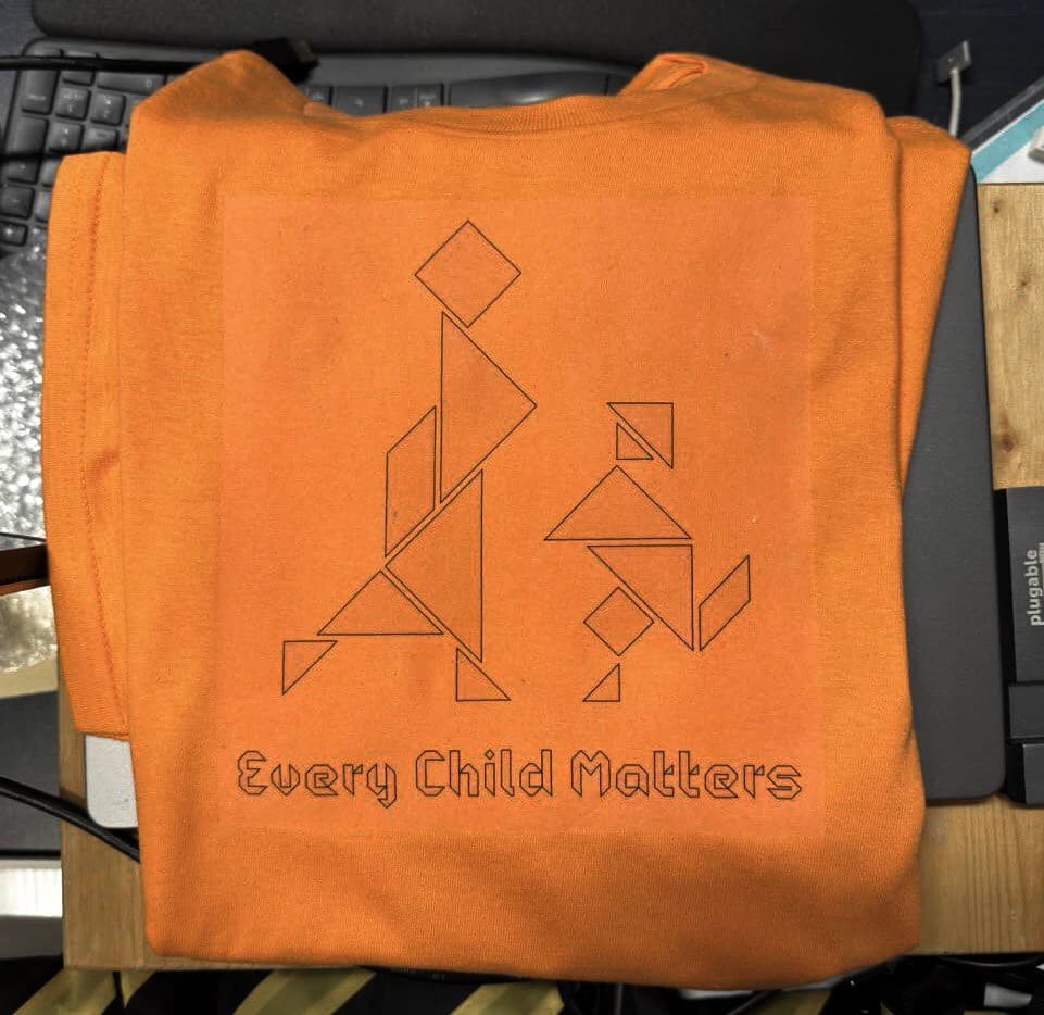 Final production design for the Orange Shirt Day T-shirts.