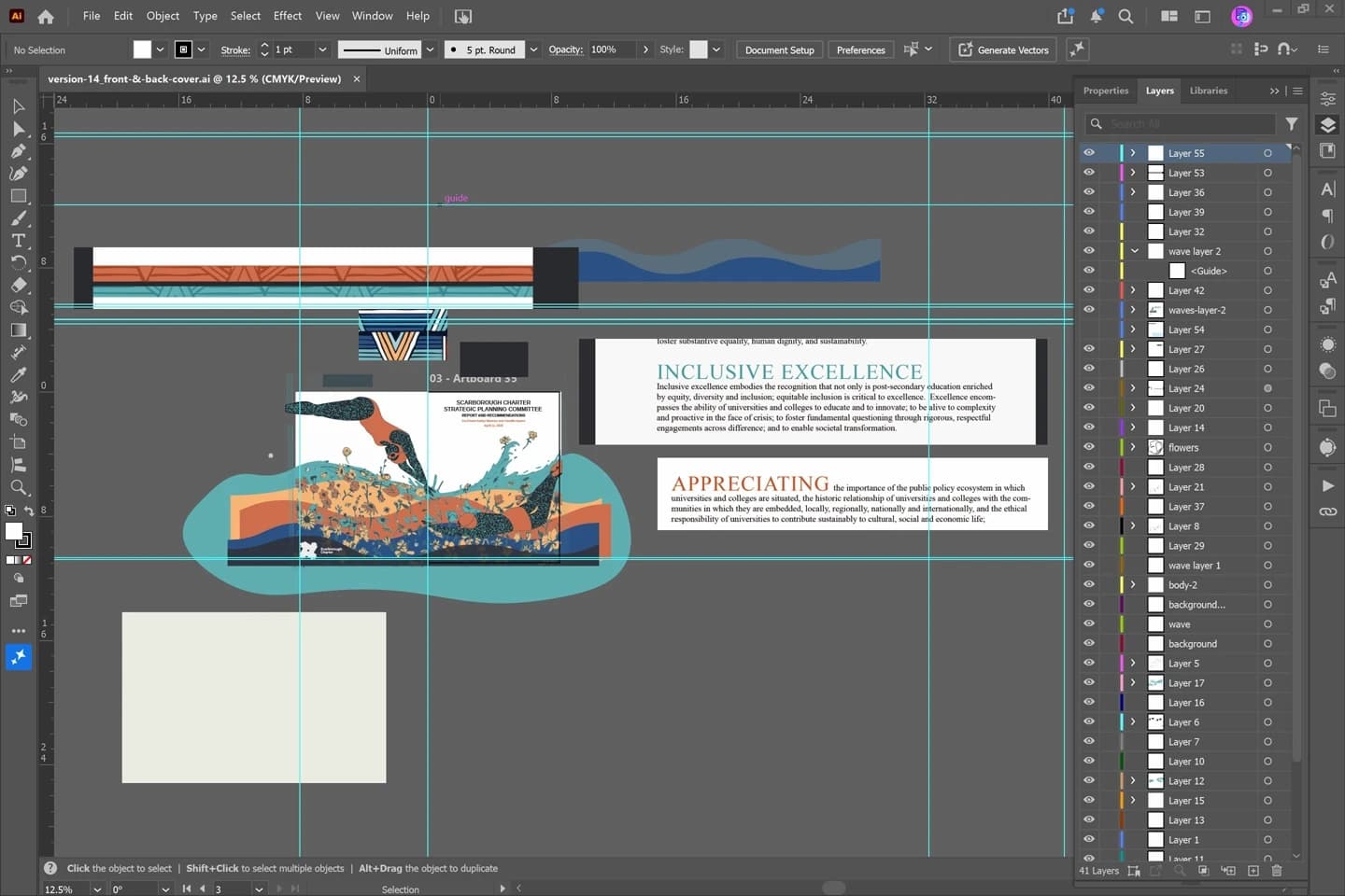 Screenshot: Illustrator artwork for the final cover, prepared for production.