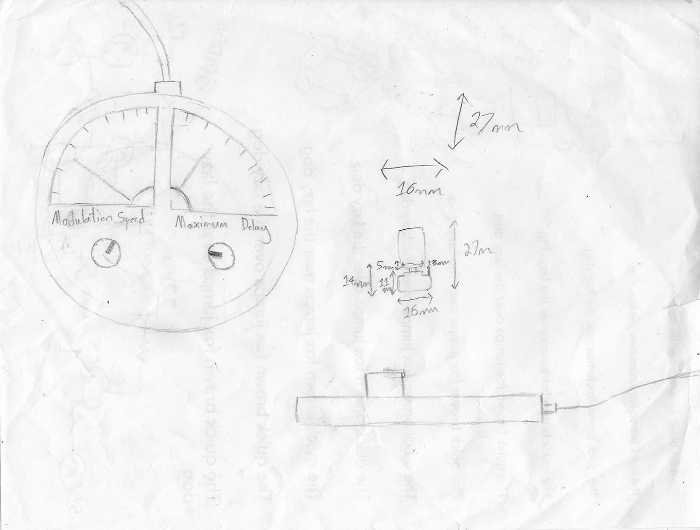 Original controller sketch; form inspired by clocks and frequency meters.