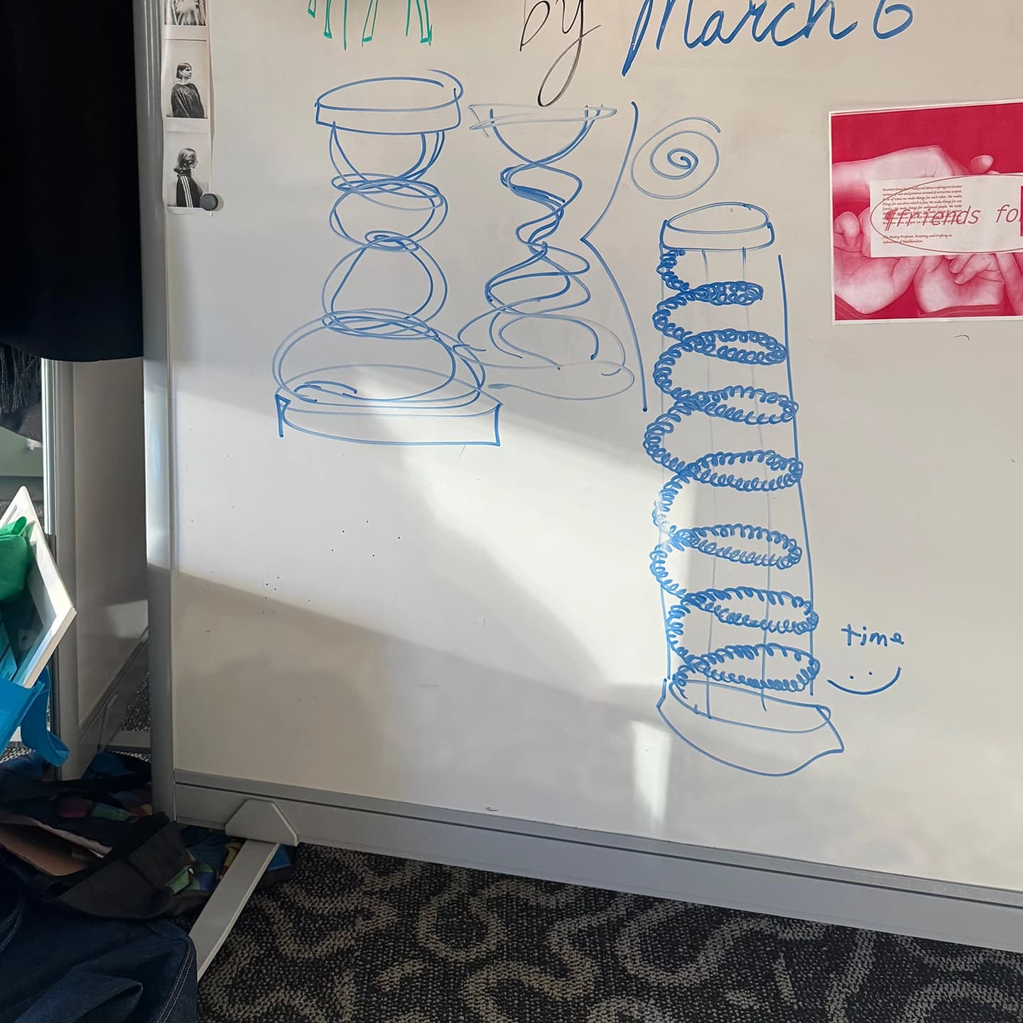 Early conceptual sketches for the hourglass.