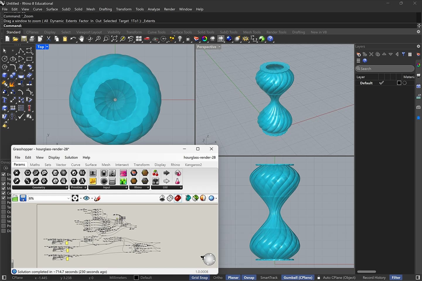 Screenshot: Rhino Grasshopper file for the hourglass.