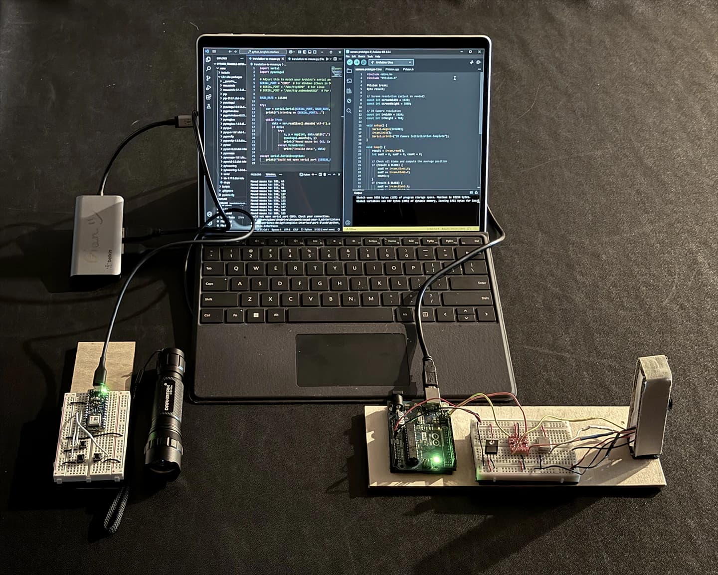 Setup for the first functional prototype.