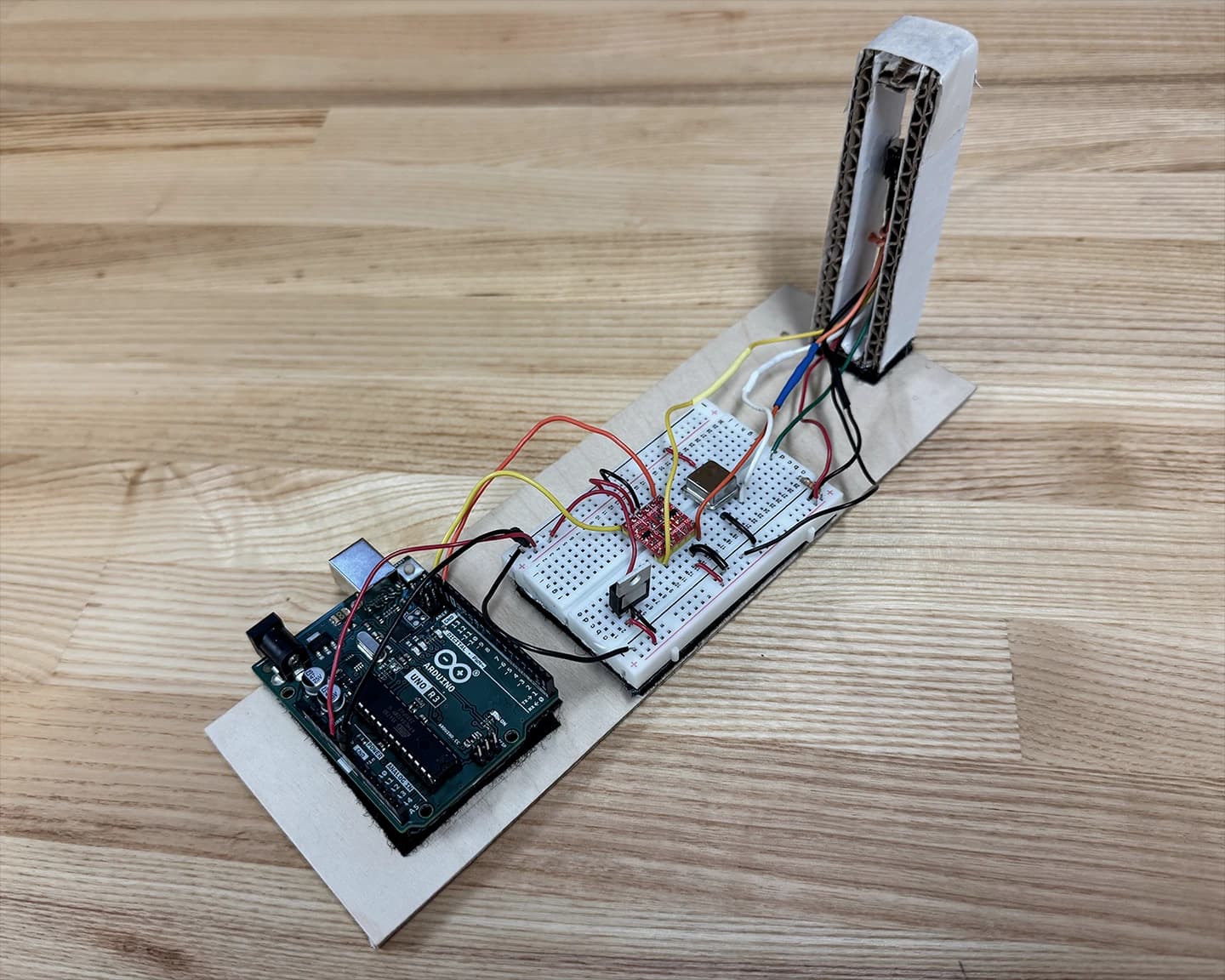 First wiring attempt for the IR light sensor (view 1 of 2).