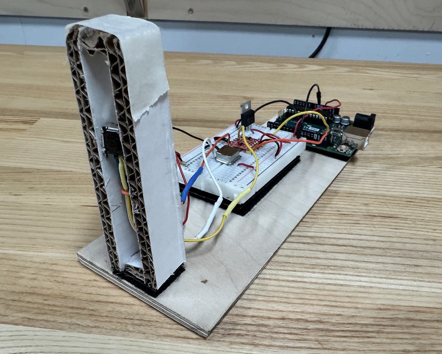 First wiring attempt for the IR light sensor (view 2 of 2).