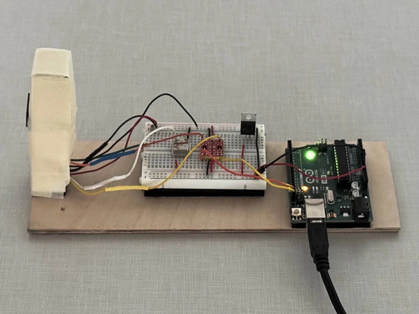 Final proof-of-concept IR light sensor setup.