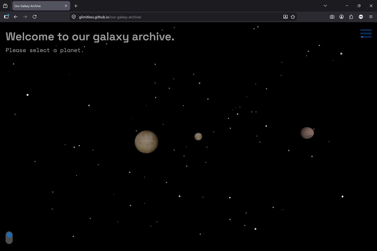 Landing page.