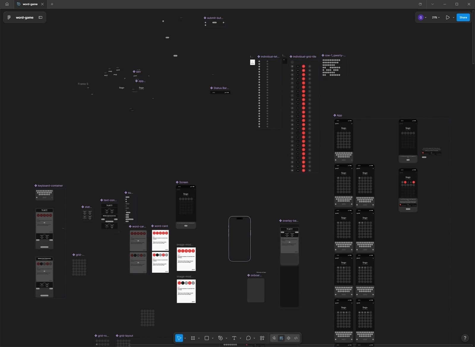 Figma screen for the word game prototype: screens, states, and micro-interactions for repeat play, the gazette word game prototype full figma screenshot 1.